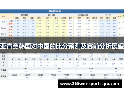 亚青赛韩国对中国的比分预测及赛前分析展望